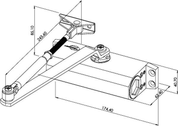 Hovedbilde Dørlukker DC01 inkl. arm for lette innvendig tredører