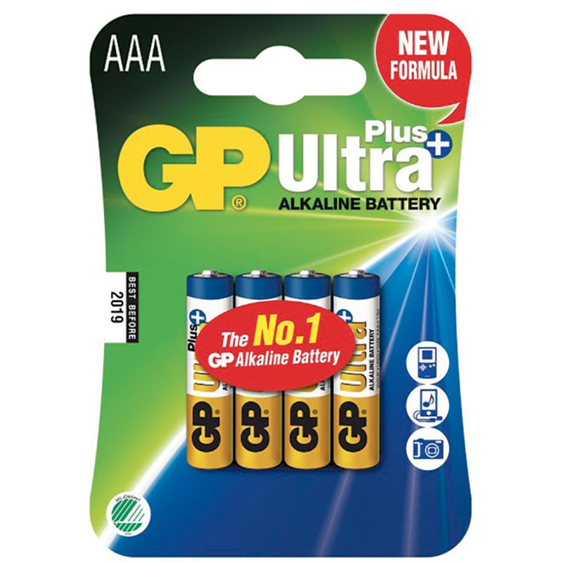 Batteri GP AAA (LR3) Ultra+alkaline 1,5V 4 stk