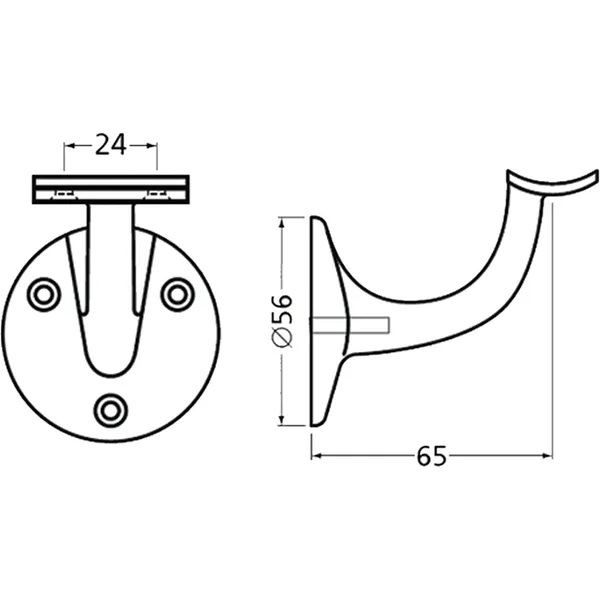 Hovedbilde Gelenderholder feste 3502-02 (rett festeplate) aluminium ...